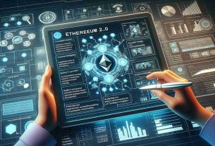 Generate a realistic HD photo that provides insights into the Ethereum 2.0 platform. The scene should showcase digital graphical interfaces, futuristic display of blockchain technology, and visual aids explaining the concept of Ethereum 2.0. Also, include an auditor's tablet showing a successful audit report symbolizing the outcome of a ConsenSys Investigation. Make sure the details are clearly visible.