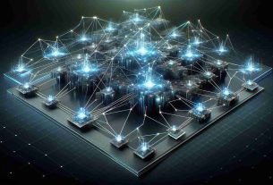 High-definition, realistic visual representation of Layer 2 Networks that are exhibiting potential and competitiveness, even though the value of their associated tokens may have dipped. The image should bring to life the concept of these networks as complex systems of connected nodes with significant digital data flow. Perhaps, the image can incorporate imagery like dynamic graphs or data visualizations to represent the decreasing value of the tokens, yet showcasing the continued robustness and resilience of the network systems.