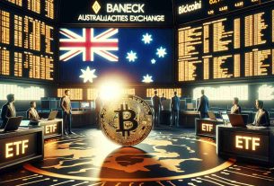 High-definition realistic image showcasing the concept of VanEck's Bitcoin ETF making its debut on the fictional Australian Securities Exchange. The scene composed of a prominent display of the Bitcoin symbol, ETF markers, and hints of Australian cultural elements to set the context.