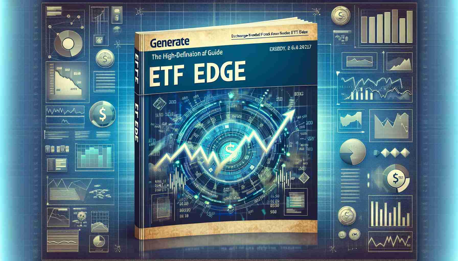 Generate a high-definition and realistic depiction of a weekly guide titled 'ETF Edge'. This guide is dedicated to the subject of Exchange-Traded Funds. The image should display the front cover of the guide, reflecting financial themes, with various graphics and text elements that are commonly seen on similar publications.