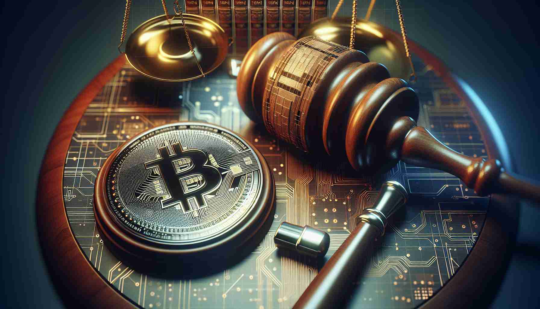 A high-definition realistic image representing the concept of a significant legal victory for a prominent cryptocurrency company. This event raises questions about the security status of their flagship digital currency. The primary objects in the image could be a gavel, signifying the legal aspect, and a symbolic representation of the digital currency such as a coin with its distinguishing features.