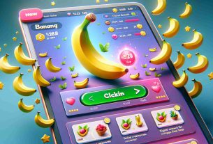 Create a realistic, high-definition image of a popular online clicking game themed around bananas. The game showcases digital rewards that users can collect and trade. Illustrate the game interface with a vibrant banana icon players can click, and a sidebar displaying various tradable rewards, with highlighting their popularity surge. Keep the overall aesthetics playful and engaging, similar to popular casual games.