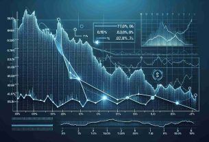 Visual representation of a market dip for a cryptocurrency named Solana, depicted as a steep downhill slope on a line graph. The graph should be in HD quality and very detailed, highlighting a 7% decrease in value. Please include surrounding elements of typical stock market representations, such as data points, gridlines, x and y-axes with labels, and fluctuation in line trends indicating 'mixed signals'.