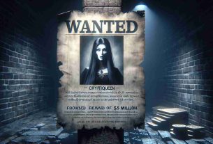 High definition, realistic image of a wanted poster offering a reward of $5 million. The poster pertains to a notional figure, modeled after a Middle Eastern woman with long, dark hair known in the underworld as the 'Cryptoqueen'. This elusive, fictional persona is wanted for operating fraudulent activities in the world of virtual currencies. The setting is murky, full of shadows and mysteries, radiating an air of danger and intrigue. Annotations on the poster should indicate accusations of fraud and a quest for justice.