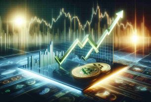 A realistic, high-definition illustration representing the concept of optimism lagging. The image depicts a positive graph indicating the rise of a technology company and a digital currency amidst a backdrop reflecting economic uncertainty. The graph should show two lines: one representing a technology company with a green logo, the other a digital currency symbolized by a gold coin. The backdrop could illustrate a fluctuating stock market and various economic indicators to portray economic uncertainty.