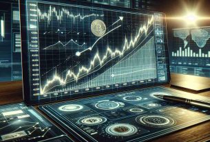 A highly detailed and realistic image of a line graph chart showcasing a positive trend. The graph could symbolize Bitcoin's value trend, displaying significant growth over time. It is placed on a digital interface as though viewed on an expert analyst's computer screen. Accompanying the graph, there should be visible data points, digital campass, annotation tools, and a series of complex financial indicators, all suggesting a prediction of Bitcoin reaching new heights. This image should reflect a sophisticated and tech-oriented space, symbolizing the cutting-edge nature of cryptocurrency markets.