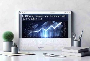 Create a high-resolution, realistic image of a headline saying 'Lido Finance Regains Dominance with $33.77 Billion TVL'. The headline should be displayed in bold letters, on an aesthetically pleasing, minimalistic web page. There should be accompanying abstract financial imagery, perhaps graphs or charts showing upward trends, illustrating the success of Lido Finance.