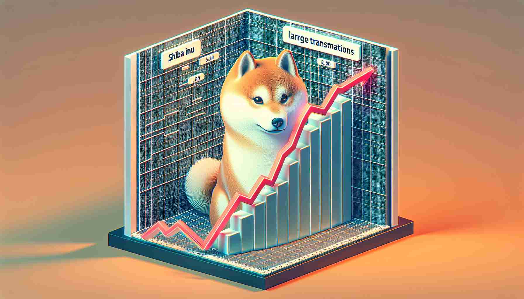 Generate an image reflecting a significant fall in large-volume transactions of Shiba Inu cryptocurrency. This can be visualized as a graph or chart showcasing a steep downward trend in trading volume, with 'Shiba Inu Large-Scale Transactions' as the title and essential chart elements such as x & y axis labelled appropriately projecting a high-definition realistic presentation.