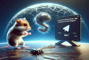 Generate a HD realistic image showing the advent of new-age gaming via platforms like telegram. Picture a cute hamster engaged in an intense yet friendly combat, hinting towards a revolution in the field of online gaming. To represent the concept of Web3, incorporate a futuristic-looking web-like structure in the background. The scene should reflect innovation, advancement, and a shift towards more internet-based technologies in the field of gaming.