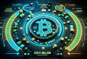 A highly detailed and realistic image that represents the transfer of 241 million dollars worth of Bitcoin from the Silk Road Bitcoin Wallet to Coinbase. The image could look like a sleek digital dashboard, with neon blue and green charts that represent the massive transaction. It should have indicators for the Silk Road Wallet and Coinbase, with animated arrows showing the transfer directions of the Bitcoins. In the centre, the amount '$241 Million' should be prominently displayed. The entire setting should evoke high-end finance and high-tech sophistication.