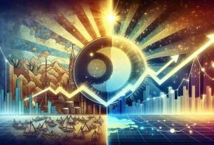 Create a highly detailed, high definition illustration representing the metaphorical concept of XRP's potential. Show an impressive historical timeline with rising and falling charts indicating past performances of XRP. On one side, have a visually stunning representation of the past with faded colors. On the other, envision the future of XRP with bright, hopeful colors and dynamic growth charts. The future side should also depict a spotlight highlighting the potential earnings of XRP. Please make sure the whole visuals communicate a sense of potential and optimism.