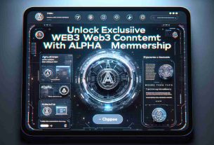 High-definition, realistic image of a digital screen showcasing a particular website. The screen displays an invitation for user to unlock exclusive content via a cryptocurrency-based membership called 'Alpha'. The website design should carry a Web3 aesthetic, with futuristic and digital elements prominent. Symbols or icons that represent Web3 and cryptocurrency should also be visible. The phrase 'Unlock Exclusive Web3 Content with Alpha Membership' stands out in the center of the screen.