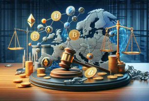 Realistically detailed image portraying a new regulatory landscape for cryptocurrency in Europe. The image should metaphorically depict Europe as a large map with various symbols of cryptocurrency like bitcoin and ethereum icons dynamically interacting with symbolic elements that represent regulations. These could be, for example, chains, locks, scales for justice, or legal gavel. The visualisation should be clear, comprehensible and designed in a high-definition quality.