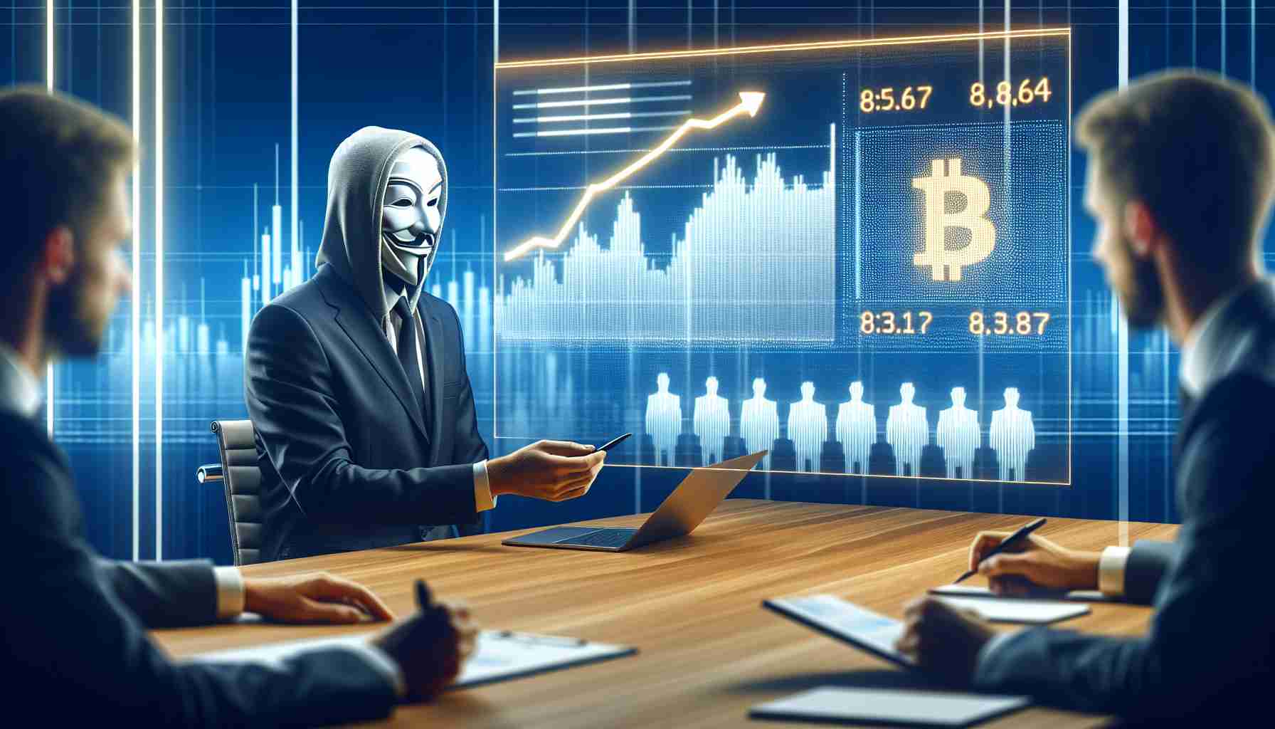 Create a realistic high-definition illustration of an anonymous financial expert expressing skepticism towards Bitcoin exchange-traded funds. This scene should depict a professional individual at a digital conference, analyzing graphs or relevant data related to the subject matter on a virtual screen.