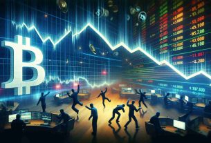 A high-resolution photo in realistic style, illustrating the concept of Bitcoin active addresses hitting a low. The scene could depict a dramatic bar chart or line graph plummeting downwards, symbolizing the drop in active addresses. The background can feature a trading market atmosphere filled with uncertainty, shown by wavering traders and fluctuating digital screens. Please do not include specific people or identifiable features, as the focus should be solely on the concept of Bitcoin and market trends.