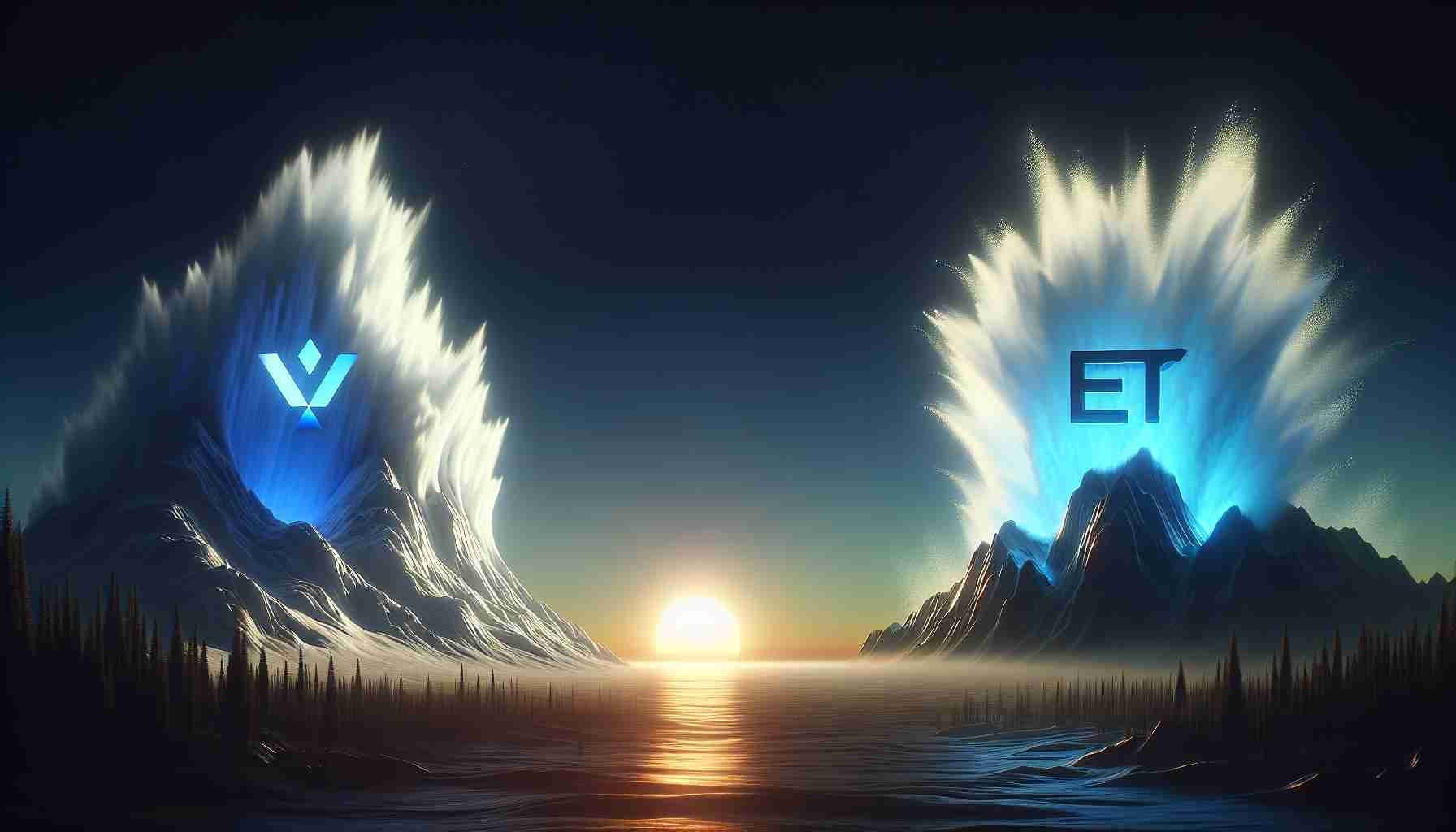 A realistic, high-definition image of two hypothetical Exchange Traded Funds (ETFs) symbolized as 'Avalanche' and 'Aptos'. Each ETF can be represented by a unique logo or symbol. The 'Avalanche' ETF could be portrayed as a powerful, surging snow avalanche, while the 'Aptos' ETF could be symbolized with something reflecting strength and stability, maybe a strong tree or a solid rock. The background should be a horizon, indicating their upcoming potential. A sense of uncertainty and anticipation could be created with the use of dim light or a sunrise.