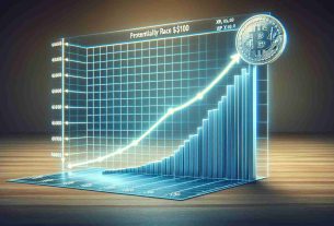 Create a realistic HD image of a graph that illustrates the potential growth trajectory of a hypothetical digital currency named XRP potentially reaching a value of $100. The graph should have a clear and labeled x-axis representing time and a y-axis representing the digital currency's value. The trajectory should illustrate a hypothetical upward climb, reflecting a positive trend in value.