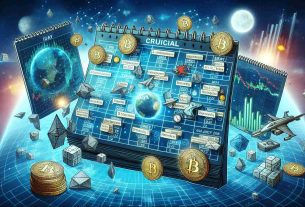 Visual representation of a metaphorical 'Crucial Week' for the cryptocurrency markets, illustrated as a calendar with important dates and events marked. Visualization depicts various symbols representative of key developments in the world of cryptocurrency, including but not limited to coins, graphs, and digital codes. Include high-definition and realistic elements in the image to convey the complexity and gravity of the situation.