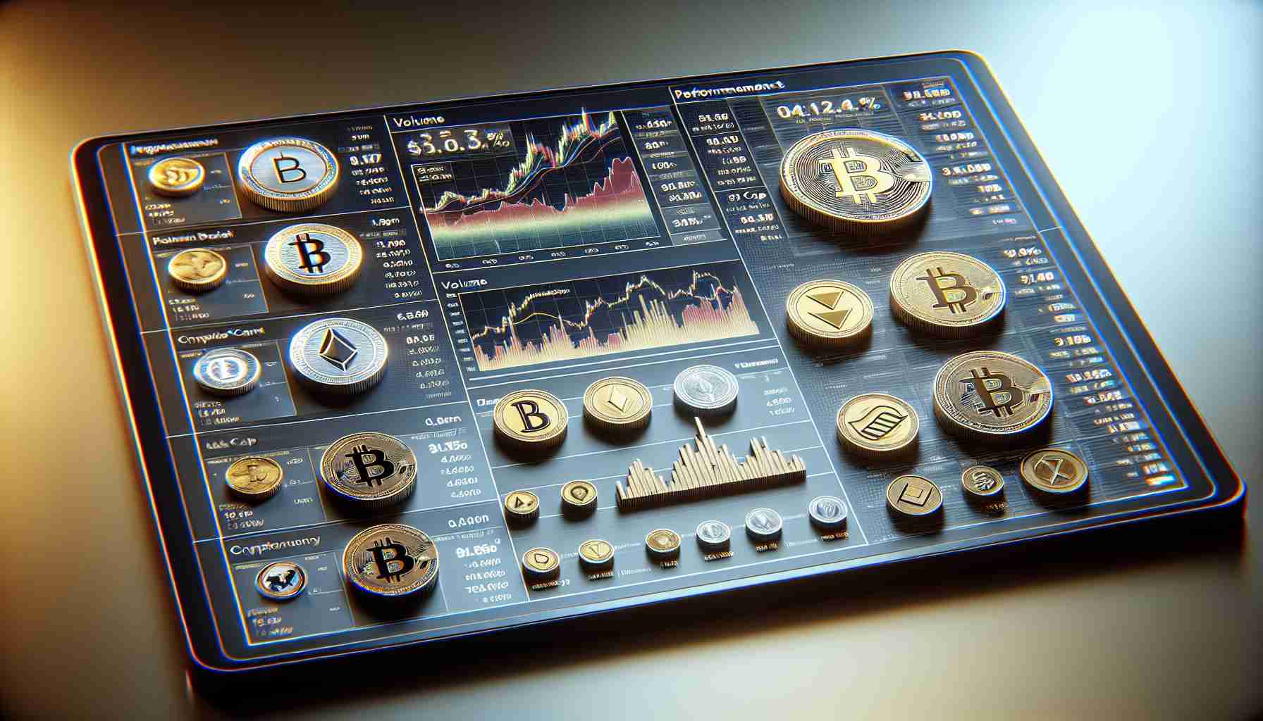 A high-definition, realistic image of a weekly cryptocurrency performance report. The report should include various types of cryptocurrencies, their logos, and their performance metrics such as price, volume, market cap, and percentage change over the week. The data should be displayed in an easy-to-understand format, perhaps with charts or graphs for visual aid. The overall design should be clean, modern, and professional, reflecting the cutting-edge nature of the cryptocurrency industry.