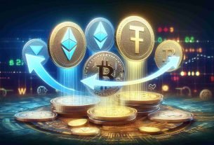 Realistic high definition image of a symbolic representation featuring the concept of Tether refocusing its support on select blockchains, while phasing out USDT on EOS and Algorand. The image could include visual elements associated with the cryptocurrencies, such as coins, and symbols, with a backdrop suggesting a transition or shift in focus. The EOS and Algorand symbols could be shown fading or moving away, indicating their phase out. The focus of the image would then be on the other select blockchains, with their respective symbols appearing sharp and prominent, indicating increased support.