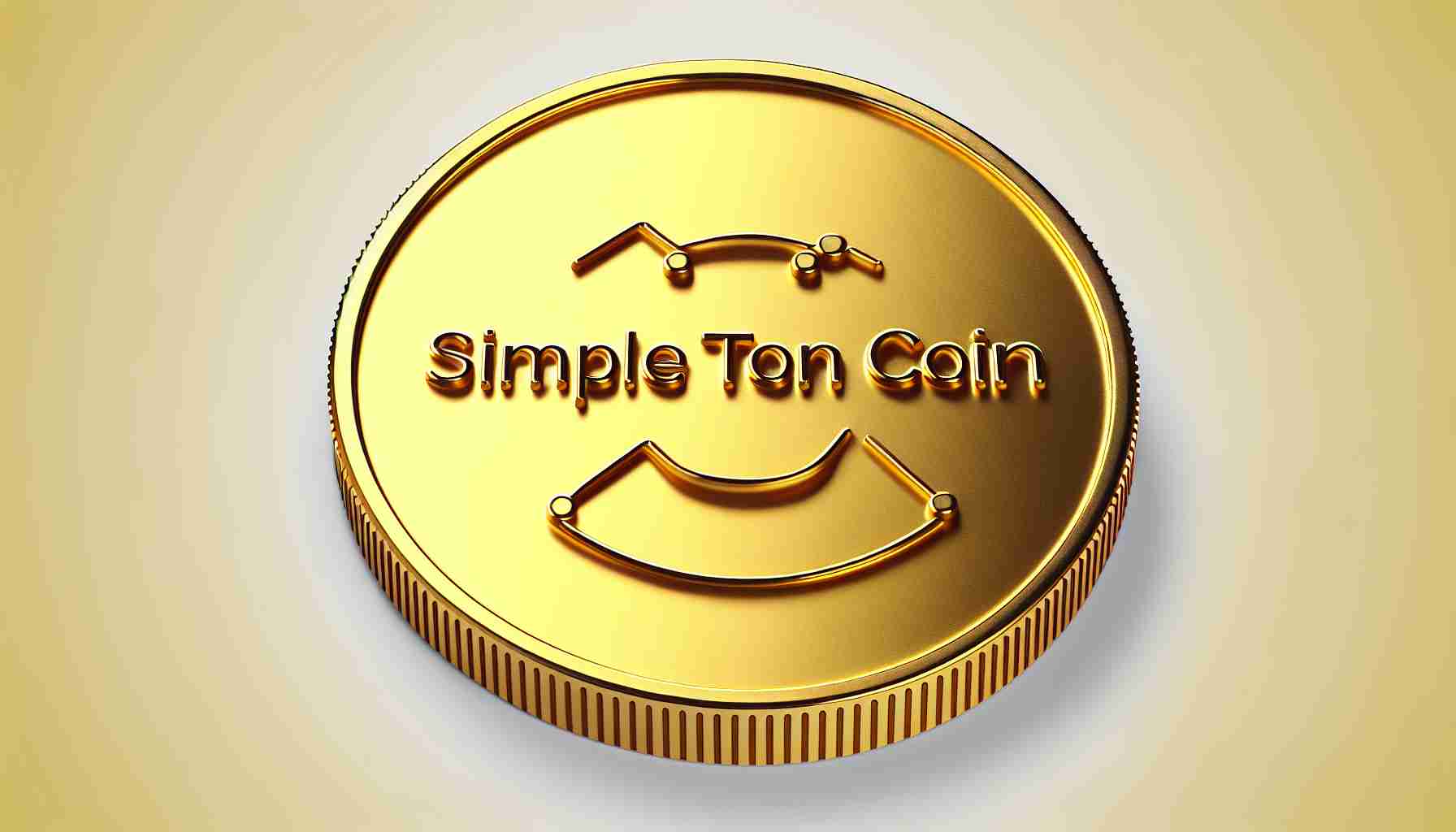 A high-definition, realistic visualization of a concept for a new trending internet joke: 'Simple Ton Coin'. It should be represented as a physical shiny golden coin with a simplistic design. On the front of the coin, inscribed 'Simple Ton Coin' in a stylized way to convey humor.