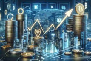 A realistic and high-definition image that represents the concept of a successful multimillion-dollar investment towards a tech-based company named Layer3, with the aim of expanding solutions for engagement in the cryptocurrency market. The image should display symbols such as stacks of coins to denote wealth and a symbolic growth chart showing upward projection, reflecting the expansion of the venture. Also, include imagery related to cryptocurrency like the Bitcoin symbol. Visual elements should be combined to create a narrative demonstrating growth in the tech and crypto sectors.