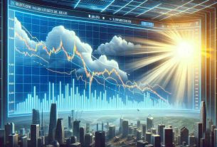 Create a high-definition, realistic image showing the sharp drop in value of a generic cryptocurrency, paired with an aura of cautious optimism regarding future recovery. This scene could be represented visually through a downward-sloping graph demonstrating the plunge in value, surrounded by hopeful rays of sunshine symbolizing the potential for upliftment. Please include a monitoring screen to showcase these graph trends and sentiment.