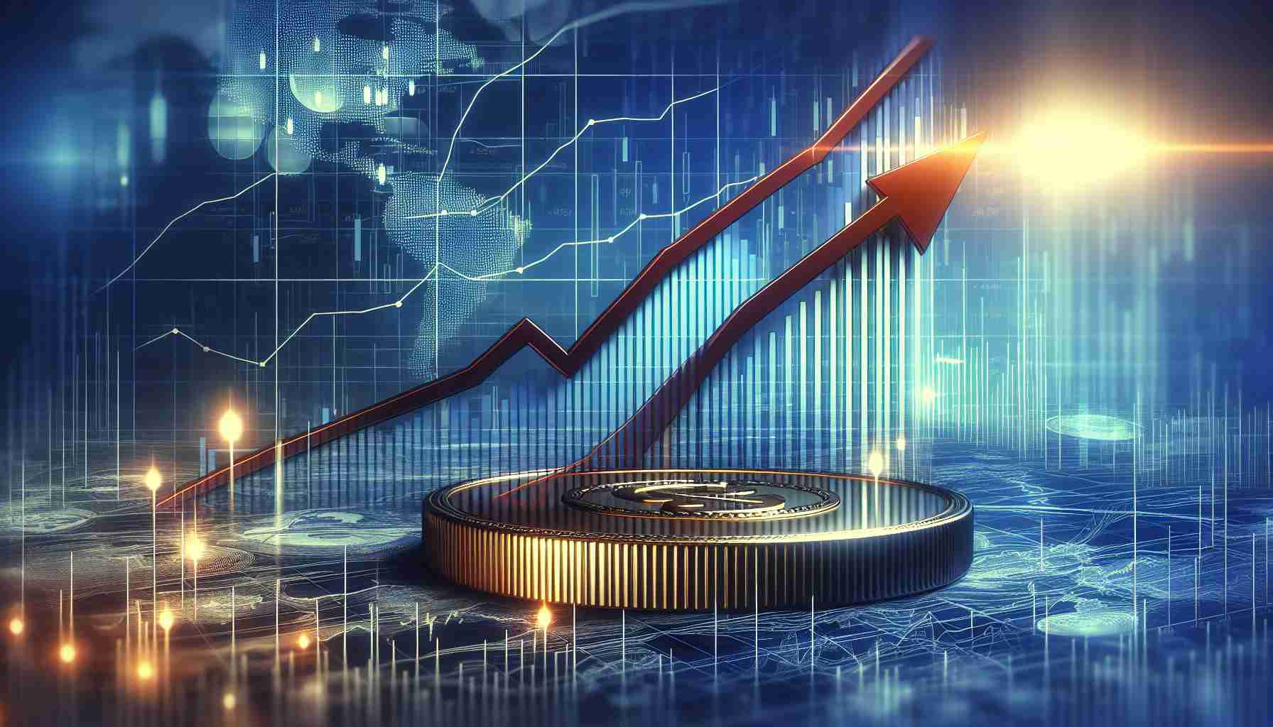 A realistic and high definition image illustrating a financial chart showing the rising trend and resistance challenges of a generic company named 'Kaspa's'. The chart should prominently display the uptrend with lines indicating areas of resistance. The overall tone of the image should convey a sense of challenge in the face of growth and progress. The image should maintain accuracy and professional presentation, consistent with those typically seen in financial reports and market analysis publications.