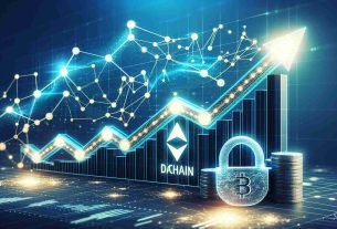 A high-quality, realistic image illustrating the concept of VeChain, a digital asset, targeting the real-world asset market. It's depicted with upward growth and a promising valuation, along with a functional DAO (Decentralized Autonomous Organization). The image can include a dynamic chart showcasing a steep incline, symbolizing a rise in value, with a strong and sturdy chain symbol representing VeChain. The DAO can be represented by a network of connected nodes signifying its decentralized nature and autonomous functioning.