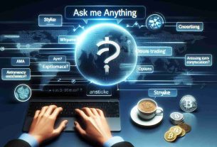 A realistic, high-definition image with the concept of an informative Ask Me Anything (AMA) session between an online digital currency exchange and a trader named Stryke, focusing on the topic of options trading. The image should evoke elements of finance, cryptocurrency, information exchange and a sense of engaged Q&A discussion.