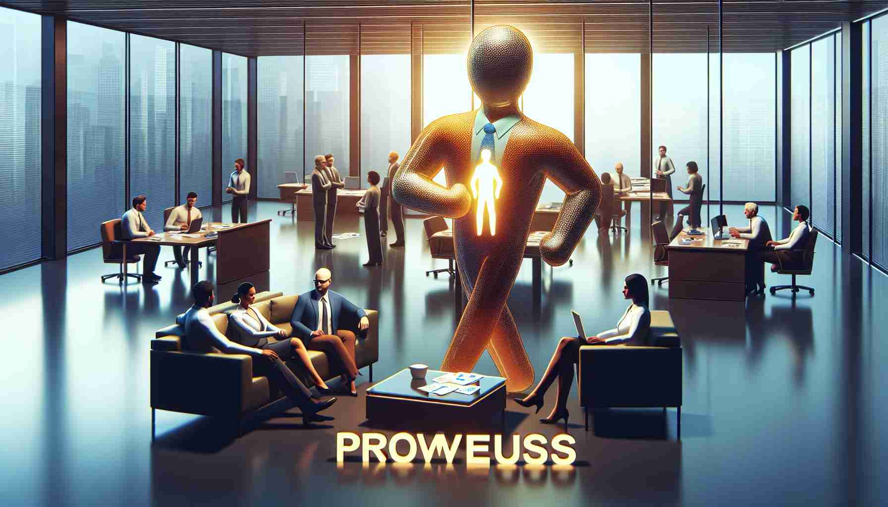 A high-definition image of a metaphorical representation for prowess, emphasizing a robust team. The scene includes an office setting, perhaps a trading floor, where multi-ethnic and gender-inclusive financial professionals are seen working diligently. An abstract character, embodying 'Investor Relations', is portrayed interacting smoothly with the team, symbolizing a crucial addition to the team. Please ensure the representation does not personally portray anyone.