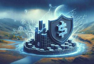 Generate a high-definition, realistic image of a symbolic representation of the altcoin Solana's market resilience. Depict it as a solid fortress or shield defending a position that represents key support amidst a stormy landscape that signifies market challenges. Use symbols and charts to convey the concepts related to cryptocurrency market dynamics.