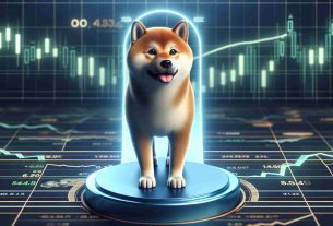 An HD, realistic representation of the Shiba Inu dog breed, with a thoughtful and determined expression. It's standing on a symbolic threshold, implying an important decision or turning point. In the background, you can see graphical representations of the financial market, with a clear indication of a pivotal moment, such as a large support line or trendline.