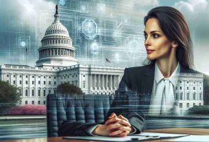 A high-definition depiction of a famous government building, known for its striking white exterior, in the backdrop of a meeting about cybersecurity tactics. The discussion involves the return of an expert in the field of cryptocurrency, a woman characterized by her astute understanding of digital transactions and security. She is of Caucasian descent and her professional attire reflects her expertise and authority in her domain.