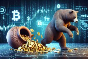 A high definition, realistic image depicting a symbolic scenario. A large, strong bear (representing Binance) stepping down firmly on a pile of golden coins spilling from a broken clay pot (representing Lista Airdrop abuse). In the background, digital representations such as binary code and cryptocurrency symbols create a tech-savvy ambiance.