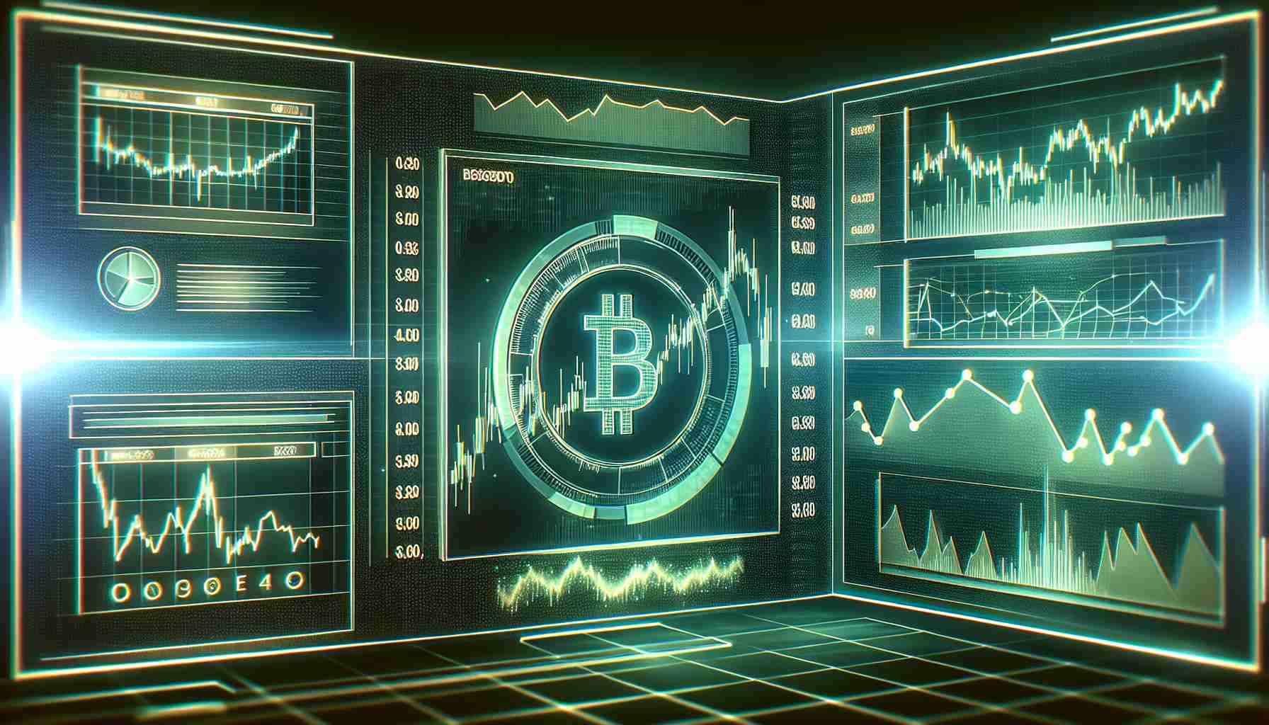 Generate a highly detailed and realistic image of a digital screen displaying the market indicators for the Polkadot cryptocurrency. The indicators should suggest a prediction of steady pricing in the future. Imagery related to stability, steadiness, and balance would be beneficial in this image. The screen could include graphs, numerical data, and trend lines, all giving off positive green colors indicating a stable market outlook.