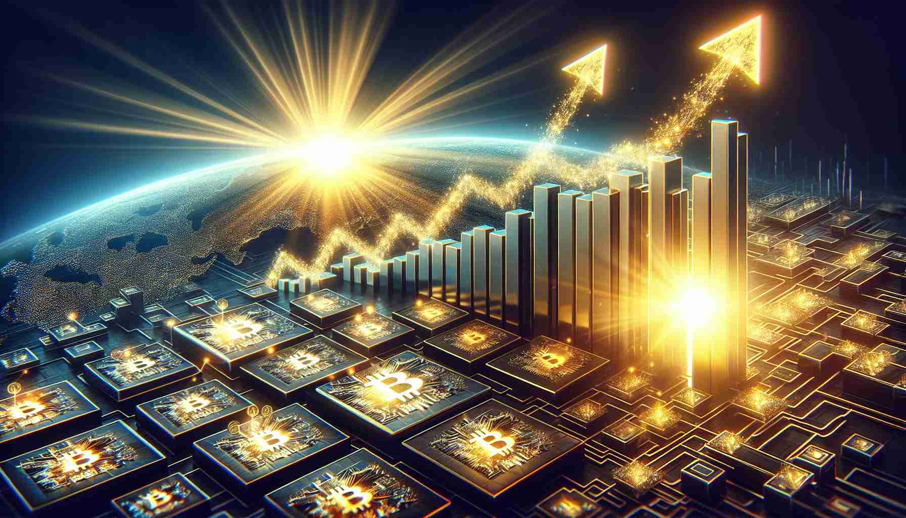 High-definition, realistic illustration visualizing the surge in on-chain activity for a blockchain technology, symbolically represented with a shining, rising chart or graph. Also, include an abstract concept of 'prospect', perhaps as a golden glow at the end of the path, funds moving through computer nodes or metaphorically represented by a sunrise.