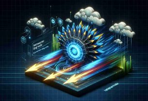 High-definition, realistic image of a conceptual representation showing a network upgrade boosting game performance. Visual elements can include rapid data streams, geometric symbol for a network, and a powerful futuristic machine representing asynchronous backing upgrade. The color palette could be dominated by shades of blue, with flashes of electric yellow or green to symbolize enhanced speed and efficiency.