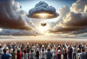 A realistic, high-definition image depicting the moment an airdrop of tokens arrives for a large, diverse community. The sky is filled with anticipation as a digital payload descends from the heavens, carrying an assortment of symbolic tokens. The community members, of various descents and genders, are holding digital devices and experiencing a range of emotions - from excitement and hope to anticipation and awe.