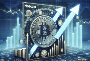 Create a high-definition, realistic image depicting the surge of a generic digital currency, labeled as 'Notcoin', amid a market recovery. The image should project optimism indicating that the 'Notcoin' is aiming for new financial heights. Create this visualization as a combined image of a digital coin with upward pointing arrows or graphs, and positive financial indices or symbols in the background.