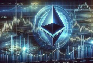 A high-resolution, realistic illustration showing the concept of a potential downtrend in the price of Ethereum. This is conceptualized as a graph showing a price dip following the introduction of an ETF. The graph is set against a financial or stock market setting, featuring data points, lines, and numbers symbolizing the complex world of digital currency trading.