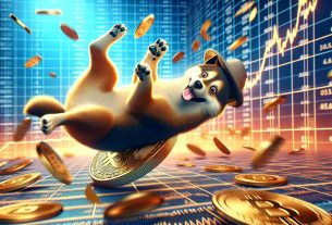 A high-definition, realistic image of a metaphorical scenario where a Dog-themed meme token comprehensive for the crypto rankings gets shaken, representing an event in the virtual currency market named Solana. The token should have a playful representation of a canine with a hat, tumbling or falling in a dramatic financial chart environment.