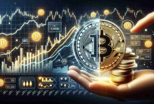 Create a high-definition, realistic illustration that represents the market dynamics of Bitcoin after its halving event. The image should include symbols such as a line graph indicating price changes, Bitcoin symbols, and a half-split coin to represent the halving. Also, include data points or information that suggests an understanding of the market's reaction to the event such as fluctuations in demand, supply and price.