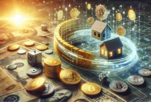 Create a realistic and high-definition image representing the emergence and integration of real world assets in the cryptocurrency space. This can be symbolized by a tangible asset such as gold or a house morphing into digital form, represented as cryptocurrency coins or tokens. The transition should appear seamless, indicating the rising prominence and acceptance of cryptocurrencies. Digital elements could include binary code and network connections, while traditional financial objects like banknotes or safes could represent the traditional financial sector. The background can be a contrast of traditional textures, like old paper, and modern, sleek metallic or glossy surfaces.