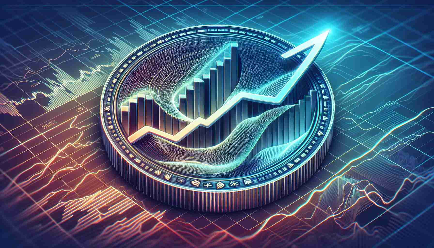 Generate a detailed and realistic high-definition image portraying the concept of a token named 'Floki' showing signs of an upcoming surge as indicated by a Multivariate Regression Variance (MVRV) analysis chart. The chart should be prominently displayed with an upward trend line, reflecting the promising performance of the 'Floki' token.