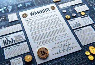 Create a realistic HD image of a formal notice or warning document, with official seals and markings, issued by a financial regulatory authority. This warning should indicate that it's addressed to a cryptocurrency exchange that's operating without proper registration or licensing. The document contains multiple sections including the introduction, reason for the warning, official notice, and consequences. The overall visual theme and design of the document should be similar to the one used by Japanese financial regulatory documents.