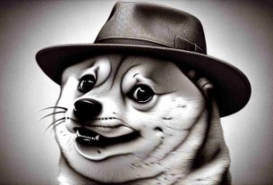 A high-definition, realistic image representing the possible resurgence of a memecoin associated with a fictional canine character wearing a hat.