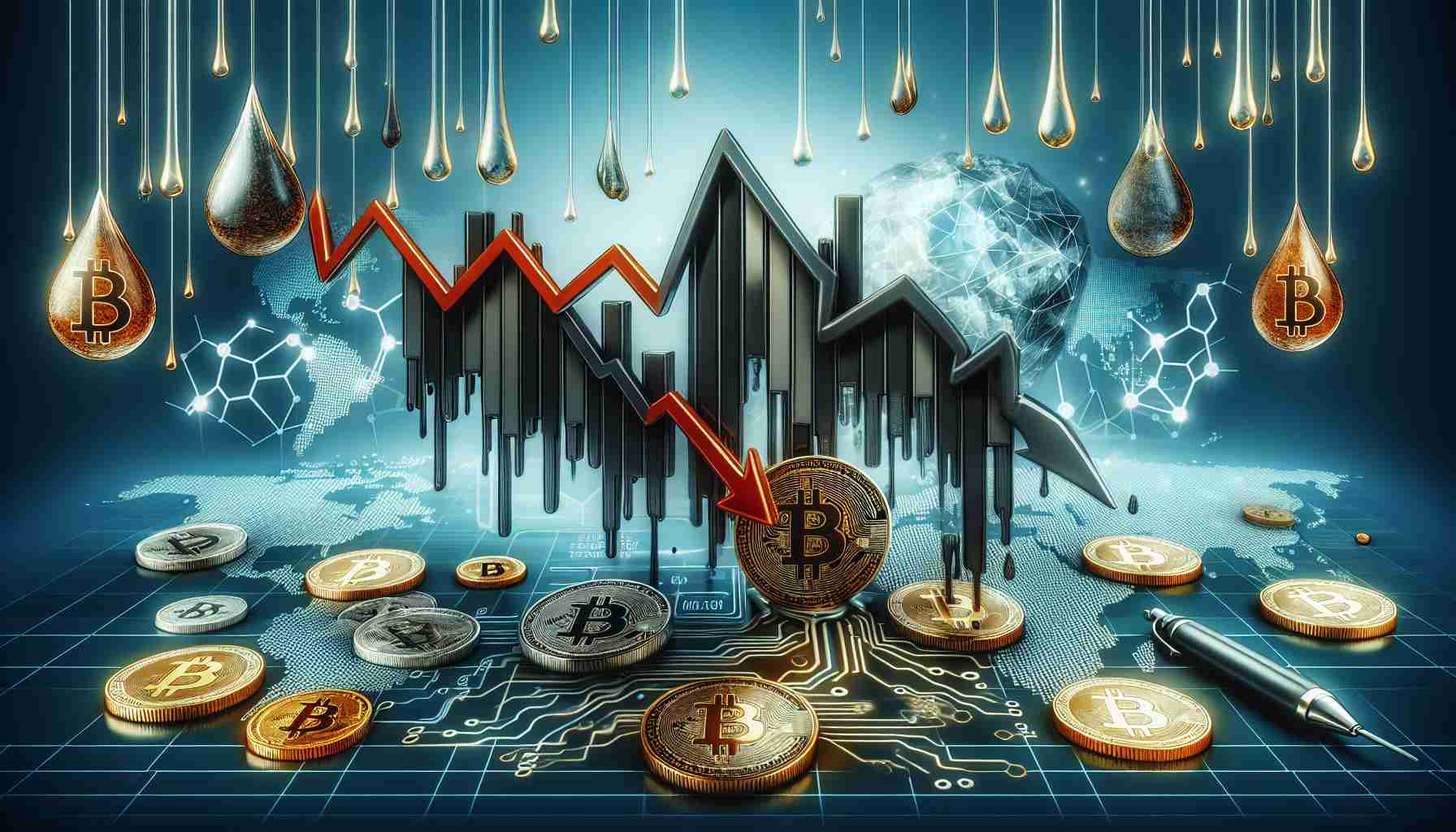 Create a realistic high definition image depicting the cooling of investor sentiment as represented by Bitcoin outflow dominating the cryptocurrency markets. Include visual elements such as graphs showing a downward trend in Bitcoin investment and symbols or icons of Bitcoin being overshadowed by other cryptocurrencies.