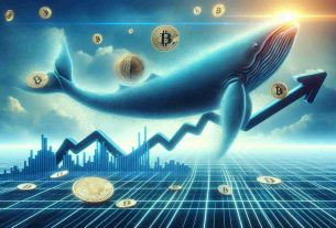 Generate a high-definition, realistic image illustrating the concept of growing optimism in the Bitcoin market. The image should encompass an abstract representation of a whale making large purchases, possibly visualized as a giant sea creature investing in symbolic bitcoins. The atmosphere should convey a sense of positive prediction, such as a rising graph or trajectory pointing towards a 100K mark.