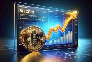 Create a high-definition, realistic image representing the concept of Bitcoin recovering after a recent price plunge. Show this conceptually, with a vibrant line graph on a digital display. The line graph should display a sharp downturn followed by a steep rise, indicating the recovery. On the other side of the image display a glossy, gold Bitcoin sign. Alongside the Bitcoin sign, show news headlines implying the recovery of the Bitcoin value. The overall image should convey a sense of optimism and resilience towards the digital currency.